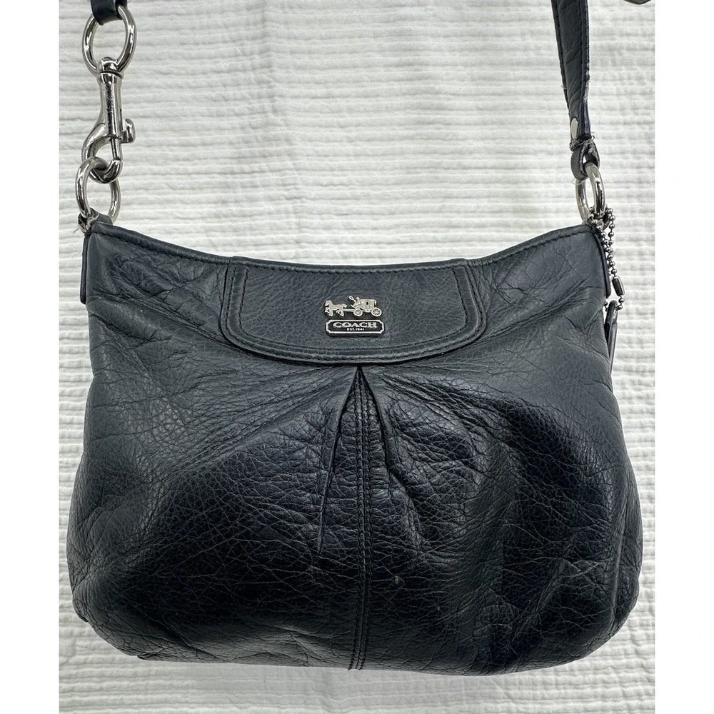 COACH Vintage Madison‎ Gold & Black Leather Pebbled Crossbody Black Bag
